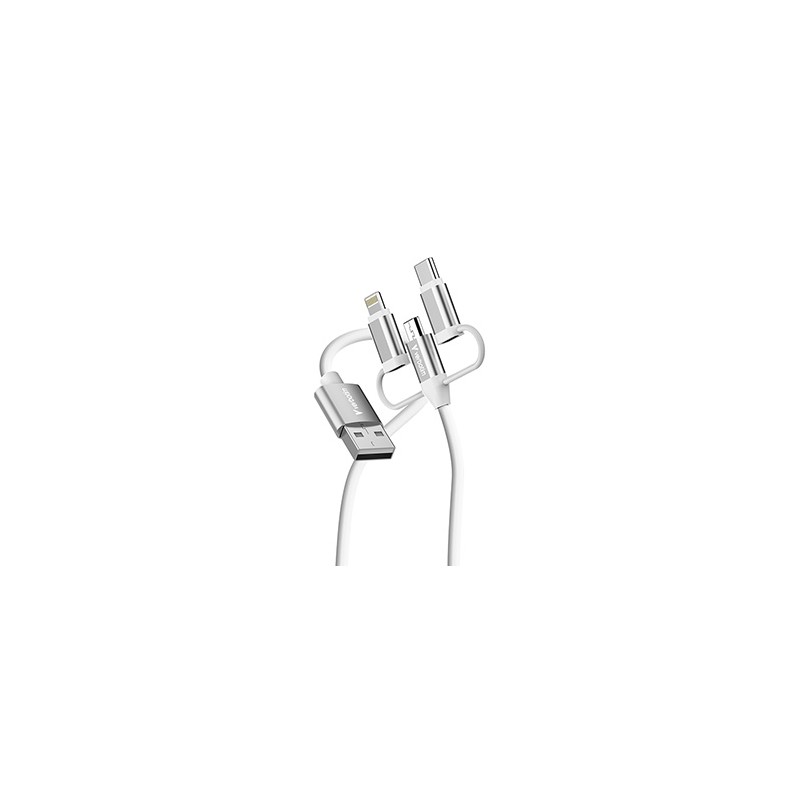 Verbatim USB kabel USB A M - Micro-B, USB-C, Lightning Cable, 18W, 1m, biała, box, 32394