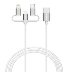 Verbatim USB kabel USB A M - Micro-B, USB-C, Lightning Cable, 18W, 1m, biała, box, 32394