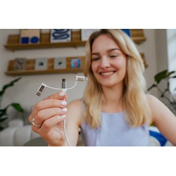 Verbatim USB kabel USB A M - Micro-B, USB-C, Lightning Cable, 18W, 1m, biała, box, 32394