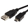 Logo USB kabel (2.0), USB A M - miniUSB (M), 1.8m, czarny, blister, EOL