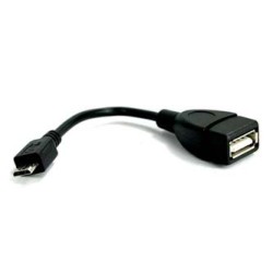 USB kabel (2.0), microUSB (M) - USB A F, 0.15m, OTG, czarny, EOL