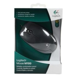 Logitech M100 Mysz przewodowa, czarna, 1000DPI
