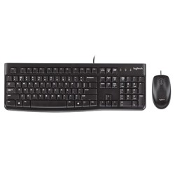 Logitech MK120 zestaw klawiatura przewodowa (USB) US, czarna z przewodową myszą optyczną, klasyczna