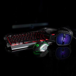 Marvo CM303 zestaw klawiatura przewodowa (USB) CZ/SK, srebrna + mysz i słuchawki dla graczy, do gry, membranowa rodzaj podświetl