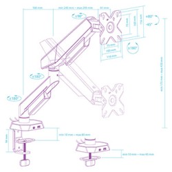 ULTRADESK SWORD Single Regulowany uchwyt na monitor, czarny, 12KG, 17"-40"