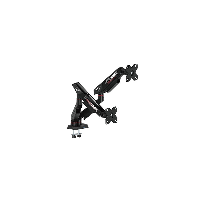 ULTRADESK SWORD Double Regulowany uchwyt na 2 monitory, czarny, 2x12KG, 17"-40"
