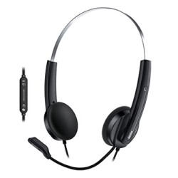 Genius HS-220U AI słuchawki z mikrofonem, przewodowa, czarna, 2.0, Na głowę, USB
