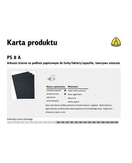 KLINGSPOR ARKUSZE ŚCIERNE NA PODŁOŻU PAPIEROWYM 230mm x 280mm PS8A NA MOKRO gr.2500 /50szt.