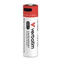 Verbatim Akumulatorki litowa akumulatorki z USB-C AA, 4-pack