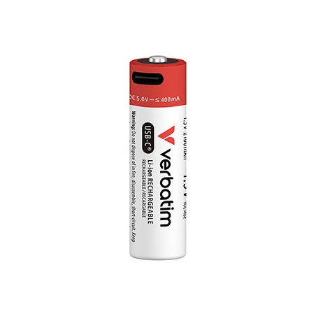 Verbatim Akumulatorki litowa akumulatorki z USB-C AA, 4-pack
