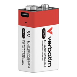 Verbatim Akumulatorki litowa bateria / akumulatorek 9V z USB-C 1-pack