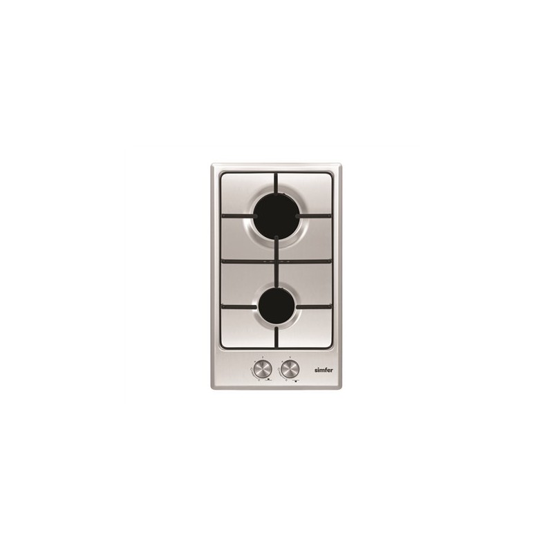 Simfer | Hob | H3.200.VGRIM | Gas | Number of burners/cooking zones 2 | Rotary knobs | Stainless steel