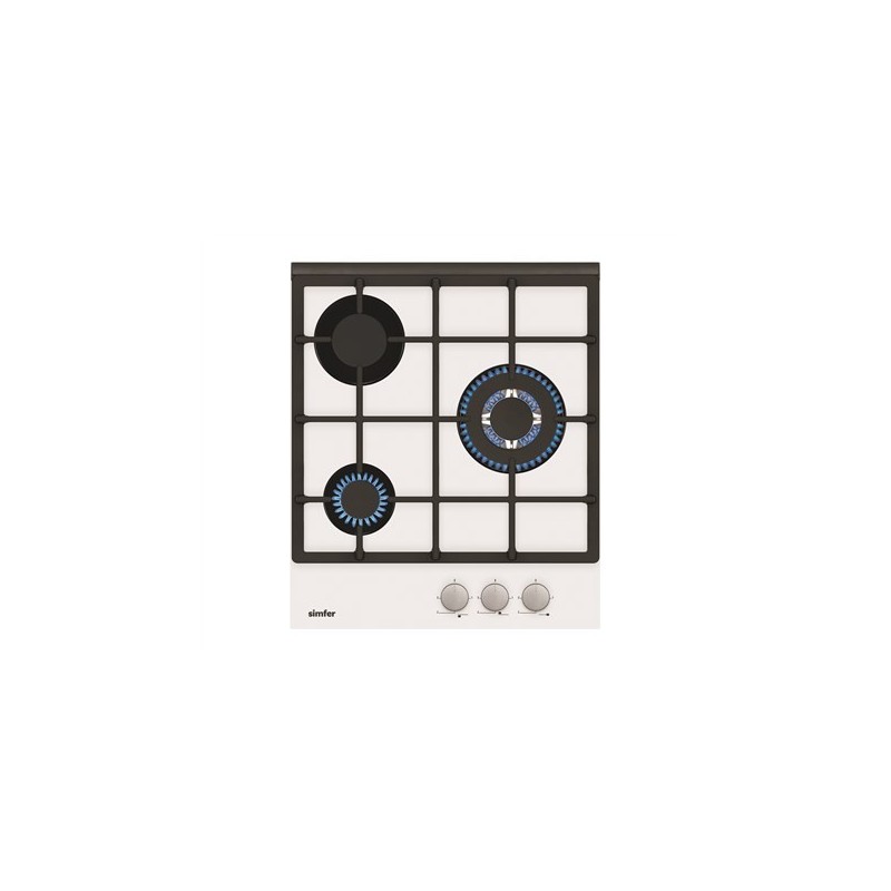 Simfer Hob H4.305.HGSBB Gas on glass Number of burners/cooking zones 3 Rotary knobs White