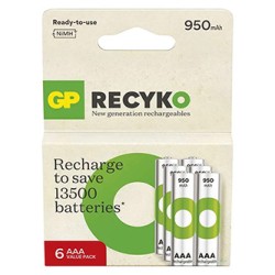 Akumulatorki, AAA (HR03), 950 mAh, GP, 6-pack