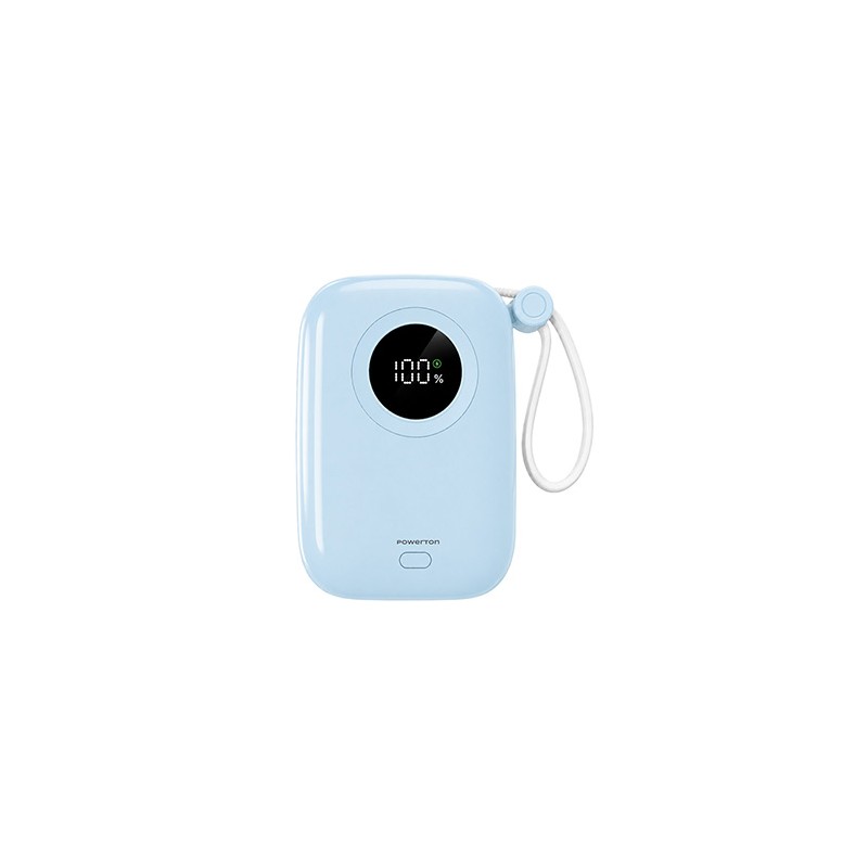 Powerton ENERGY PASTEL EDITION Powerbank 10000mAh, 2x USB-C, 22.5W, zintegrowane kable, niebieska