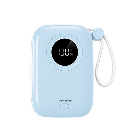 Powerton ENERGY PASTEL EDITION Powerbank 10000mAh, 2x USB-C, 22.5W, zintegrowane kable, niebieska