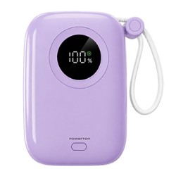 Powerton ENERGY PASTEL EDITION Powerbank 10000mAh, 2x USB-C, 22.5W, zintegrowane kable, fioletowy