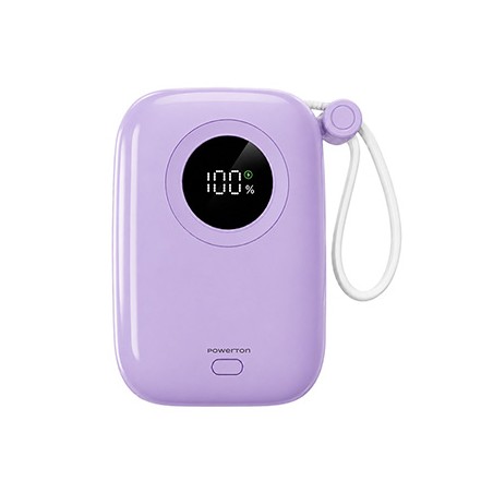Powerton ENERGY PASTEL EDITION Powerbank 10000mAh, 2x USB-C, 22.5W, zintegrowane kable, fioletowy