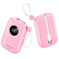 Powerton ENERGY PASTEL EDITION Powerbank 10000mAh, 2x USB-C, 22.5W, zintegrowane kable, różowa