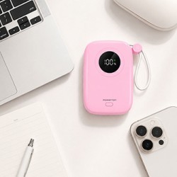 Powerton ENERGY PASTEL EDITION Powerbank 10000mAh, 2x USB-C, 22.5W, zintegrowane kable, różowa