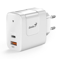 Genius Adapter sieciowy GaN 65W, 2-portowy, USB-C, USB-A, PD-65AC