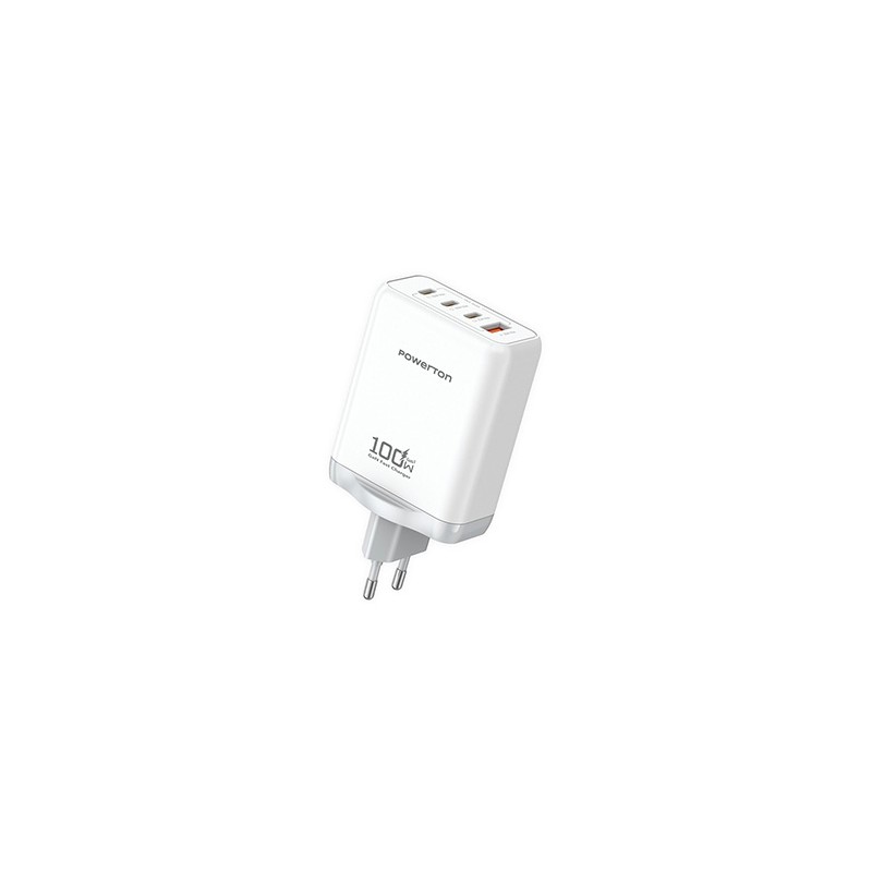 Powerton ENERGY QUANTIX Adapter sieciowy GaN 100W, 4-portowy, 3x USB-C, 1x USB-A