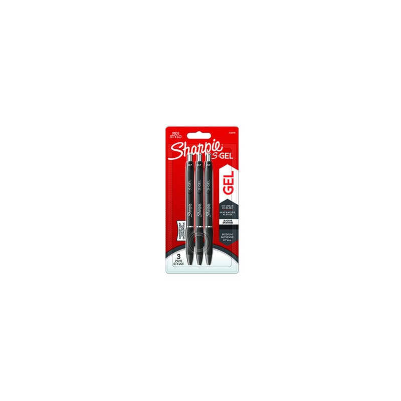 Sharpie, Długopis żelowy S-Gel, czarne, 3szt, 0.7mm, EOL