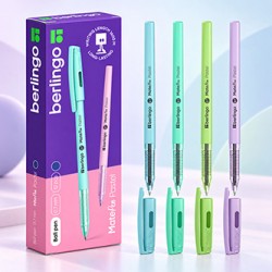Berlingo, długopis automatyczny kulkowe, niebieskie, 12szt, 0.7mm, MatePen Pastel