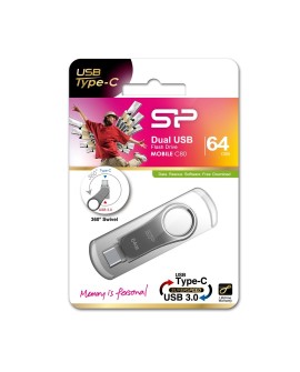 Pendrive Silicon Power Mobile C80 64GB Dual USB 3.1/Type-C Silver (SP064GBUC3C80V1S)