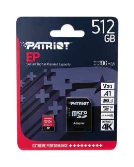 Karta pamięci z adapterem Patriot Memory EP Pro PEF512GEP31MCX (512GB Class 10, Class A1, Class U3, V30 Adapter, Karta pamięci)
