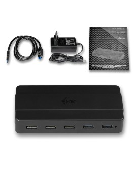 i-tec U3HUB742 huby i koncentratory USB 3.2 Gen 1 (3.1 Gen 1) Type-B 5000 Mbit/s Czarny