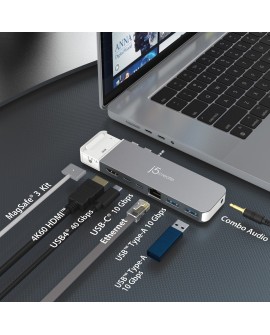 j5create JCD395 Przewodowa USB 3.2 Gen 2 (3.1 Gen 2) Type-C Szary, Biały