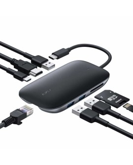 AUKEY HUB USB C CB-C71 8W1 RJ45 HDMI 4K PD 100W