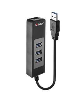 Lindy 43176 Hub USB 3.0 3 Ports, RJ-45