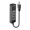 Lindy 43176 Hub USB 3.0 3 Ports, RJ-45