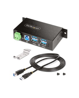 StarTech.com 5G4AINDRM-USB-A-HUB huby i koncentratory USB 3.2 Gen 1 (3.1 Gen 1) Type-B 5000 Mbit/s Czarny