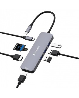 Verbatim CMH-08 USB Type-C 5000 Mbit/s Srebrny