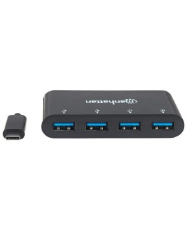 Manhattan 162746 huby i koncentratory USB 3.2 Gen 1 (3.1 Gen 1) Type-C 5000 Mbit/s Czarny