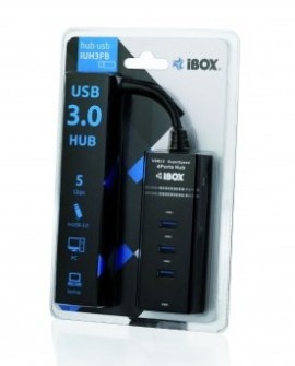 Hub IBOX USB 3.0 CZARNY 4-PORTY IUH3FB (4x USB 3.0 kolor czarny)