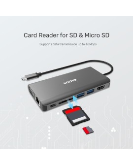 UNITEK HUB 8W1 USB3.1 TYP-C, PD 100W, D1019A