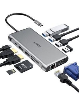 AUKEY HUB USB C CB-C78 12W1 RJ45 HDMI 4K PD 100W