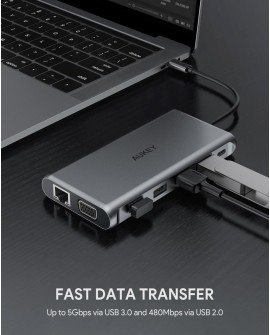 AUKEY HUB USB C CB-C78 12W1 RJ45 HDMI 4K PD 100W