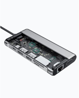 AUKEY HUB USB C CB-C78 12W1 RJ45 HDMI 4K PD 100W