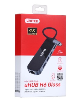 UNITEK HUB USB-C 3.1, RJ-45,3XUSB-A,HDMI,4K,PD100W