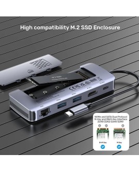UNITEK AKTYWNY HUB USB-C 10GBPS,M.2,HDMI, PD 100W