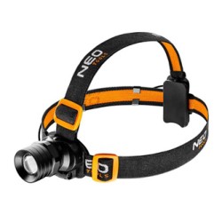Lampka czołowa led, 3xAAA, czarna, Funkcja zoom, aluminiowa, 250 lumenów