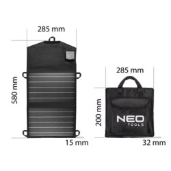 Przenośny panel solarny z ładowarką, Neo Tools, 15 W, 90-140