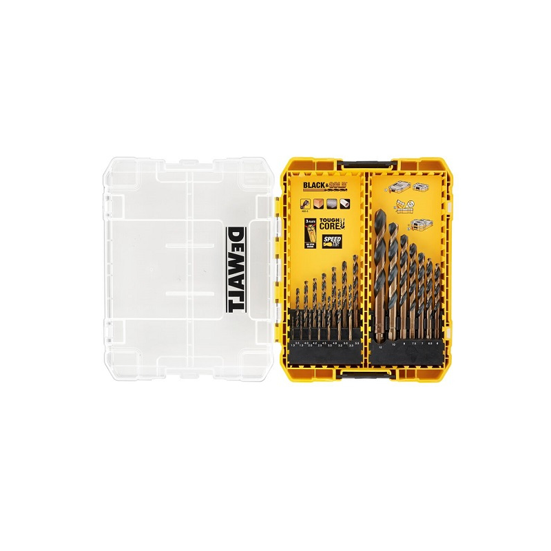 DEWALT21 częściowy zestaw wierteł do metalu HSS-G BLACK & GOLD
