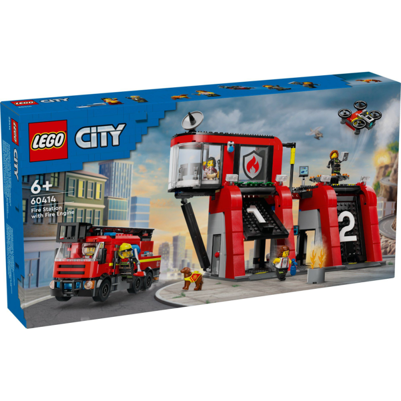 LEGO 60414 City - Remiza strażacka z wozem strażackim