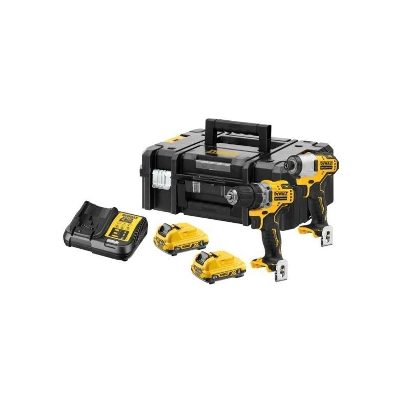 DEWALT 12V XR Zestaw dwóch narzędzi bezszczotkowych - 2 X 3 Ah